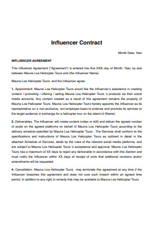 Influencer Contract Template