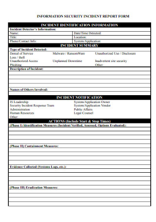 Information Security Report Form