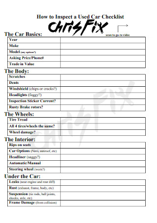 Inspect a Used Car Checklist