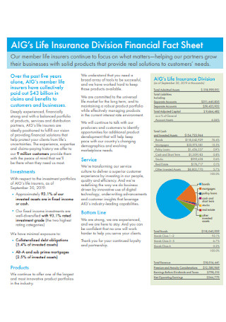 Insurance Division Financial Fact Sheet