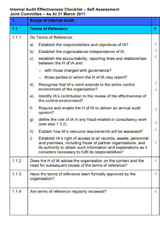 Internal Audit Effectiveness Checklist