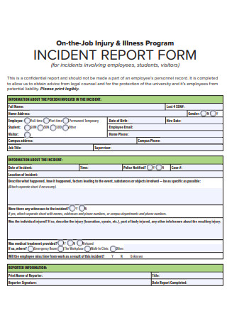 Job Incident Report Form