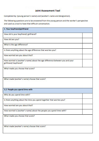 Joint Assessment Tool Template