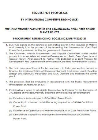 Joint Venture Proposal for Power Plant