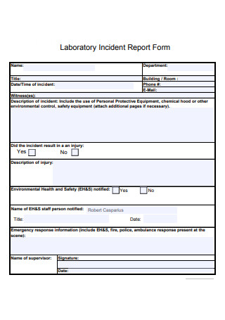 Laboratory Incident Report Form