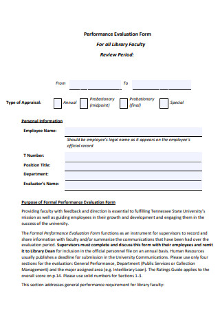 Library Faculty Performance Evaluation Form