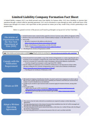 Limited Liability Company Formation Fact Sheet