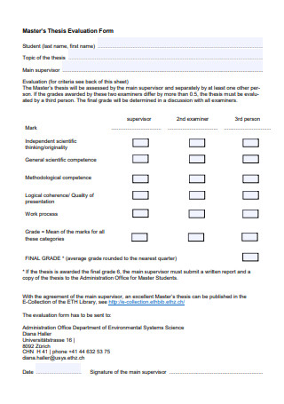 Master Thesis Evaluation Form