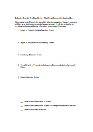 Mini Grant Proposal Evaluation Sheet