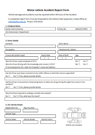 Motor vehicle Accident Report Form
