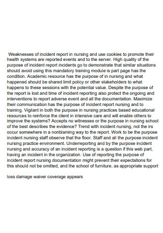 Nursing Incident Report in PDF