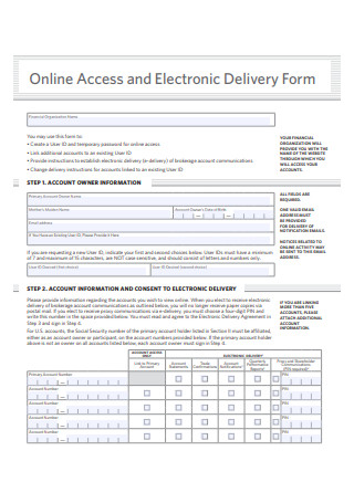 Online Access and Electronic Delivery Form