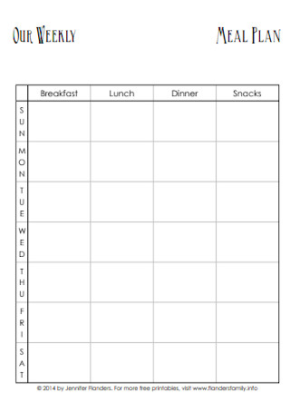 Our Weekly Meal Plan