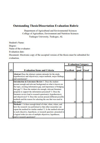 Outstanding Dissertation Evaluation
