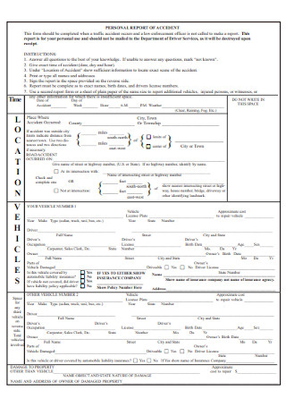 Personal Accident Form of Report
