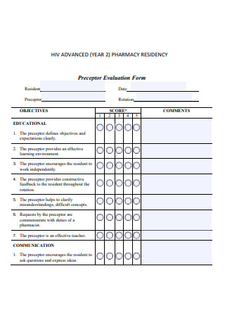 Pharmacy Residency Evaluation
