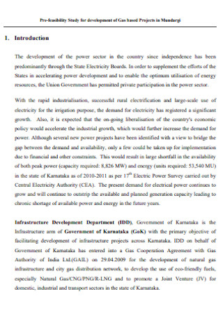 Pre Feasibility Report on Power Poroject