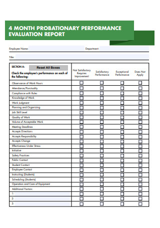 Probationary Performance Evaluation Report