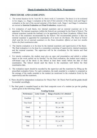 Programmes Thesis Evaluation