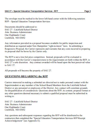 Proposal for Education Transportation Services