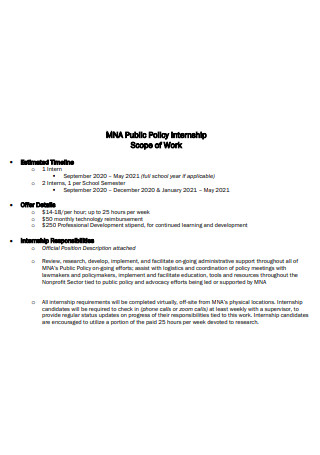 Public Policy Internship Scope of Work