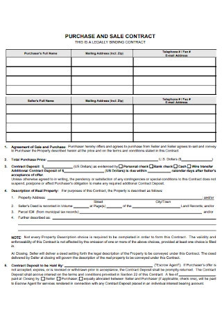 Purchase Sale Contract Template