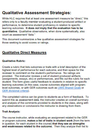 Qualitative Assessment Strategies Template