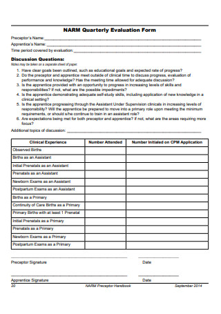 Quarterly Evaluation Form