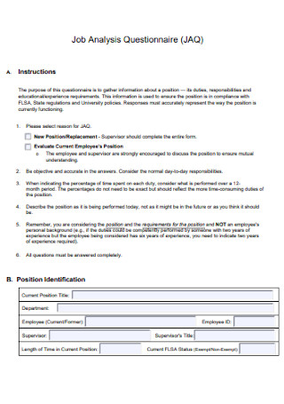 Questionnaire Job Analysis Report