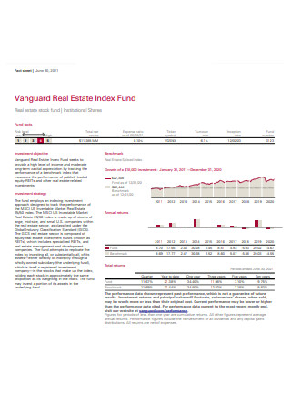 Real Estate Index Fund Fact Sheet