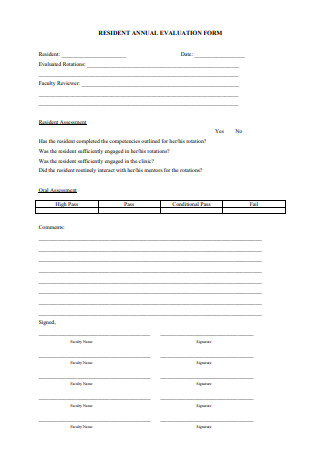 Resident Annual Evaluation Form