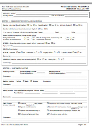 Resident Evaluation Form Format Template