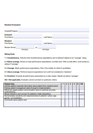 Resident Evaluation Template