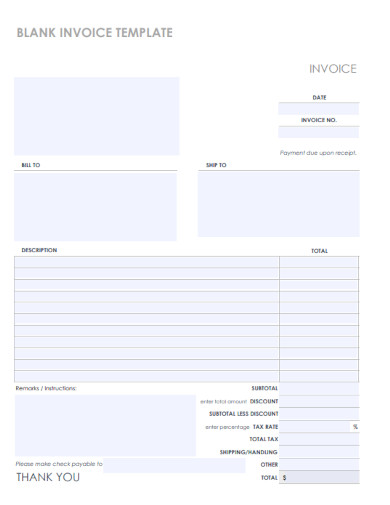 Sample Blank Invoice