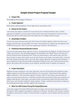 17 SAMPLE School Project Proposal In PDF MS Word Google Docs   Sample School Project Proposal 