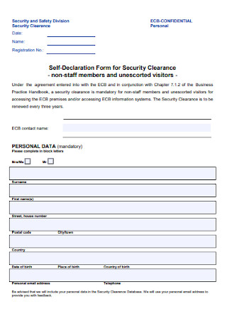 Self Declaration Form for Security Clearance