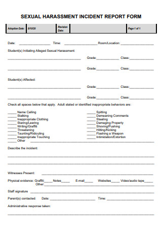 Sexual Harassment Incident Report Form
