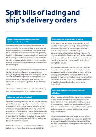Ships Delivery Order