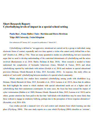 Short Research Report Example