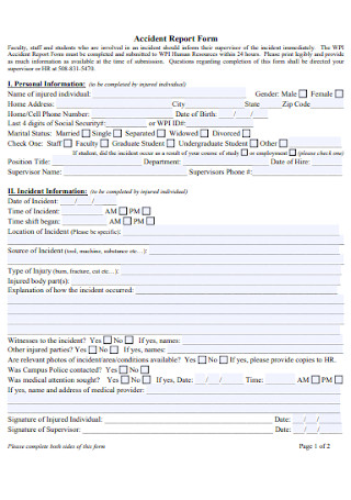 Simple Accident Report Form