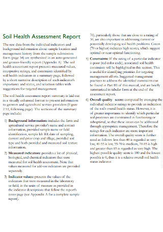 Soil Health Assessment Report 