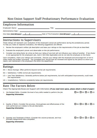 Staff Probationary Performance Evaluation