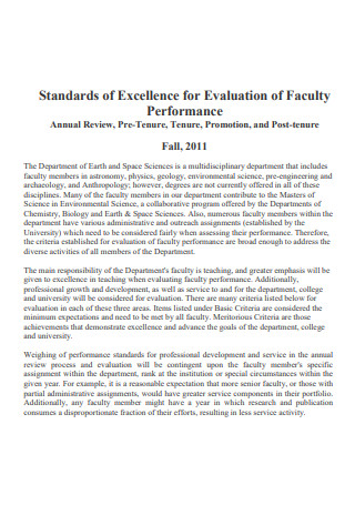 Standard Faculty Performance Evaluation
