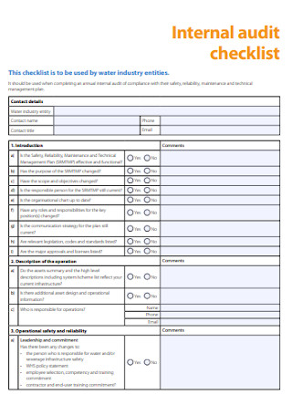 Standard Internal Audit Checklist