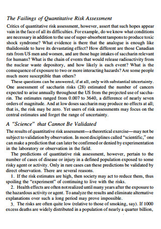 Standard Quantitative Risk Assessment