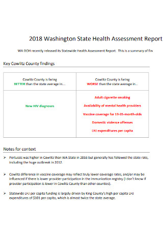 State Health Assessment Report