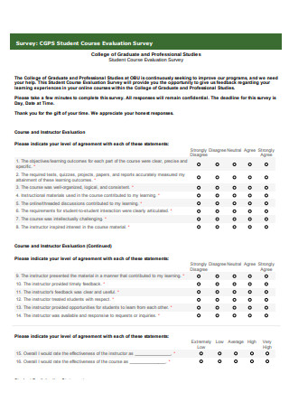 Student Course Evaluation Survey