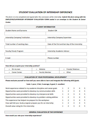 Student Evaluation of Student Experience