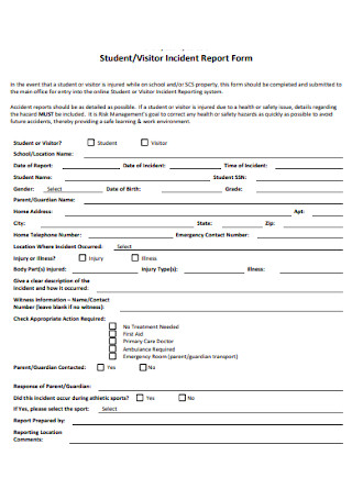 Student and Visitor Incident Report Form