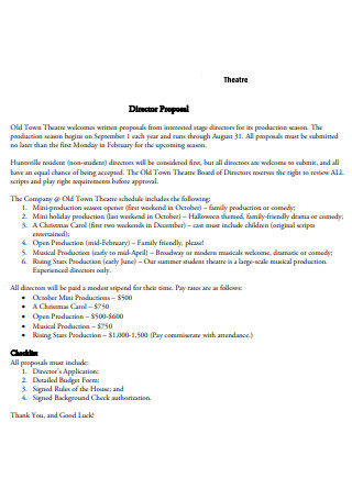 Theatre Director Proposal